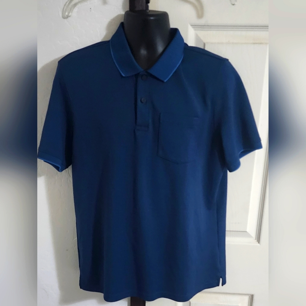 M&S Autograph Shirt Men's‎ Large Blue Polo Shirt Modal Blend